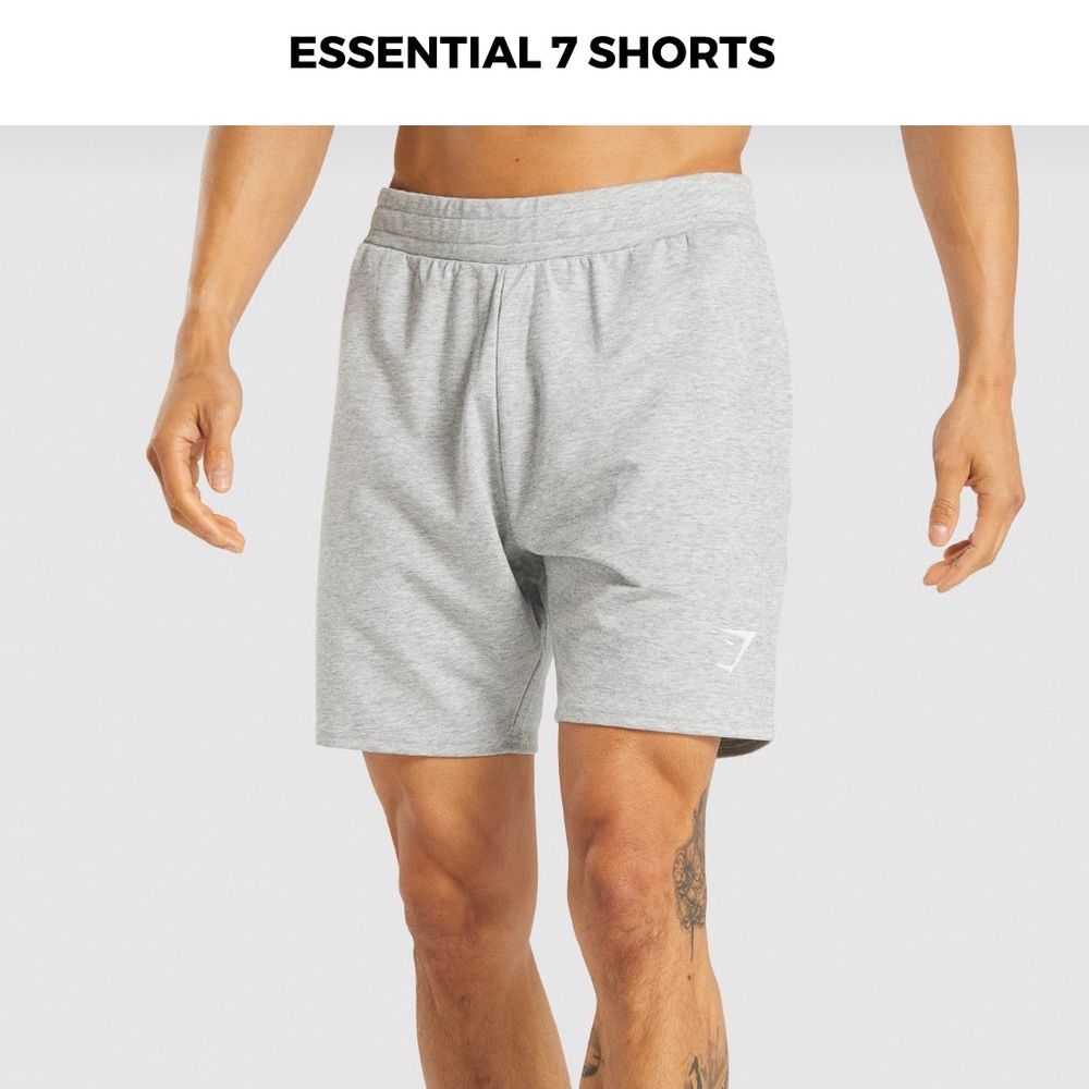 Mens gymshark Essential 7” shorts. Light Grey size small